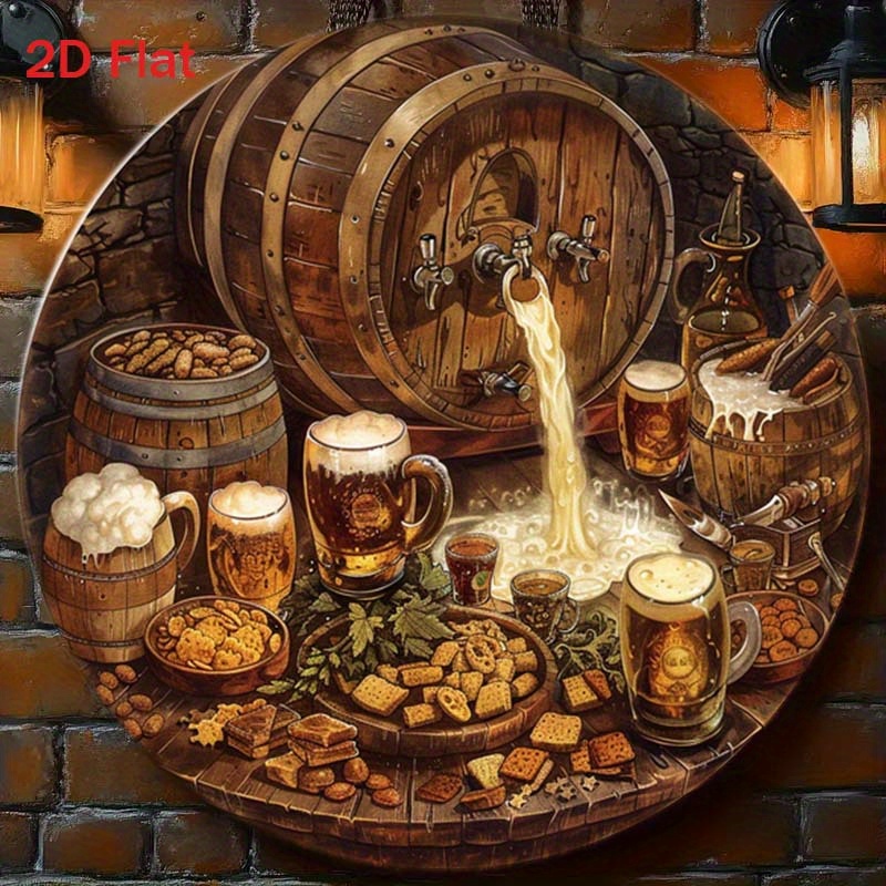 Home Bar Cafe - 1 Pezzo Targa Rotonda 2D Piatta