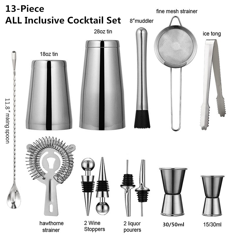 Boston Shaker Set - 13 pz/set in acciaio inox Cocktail