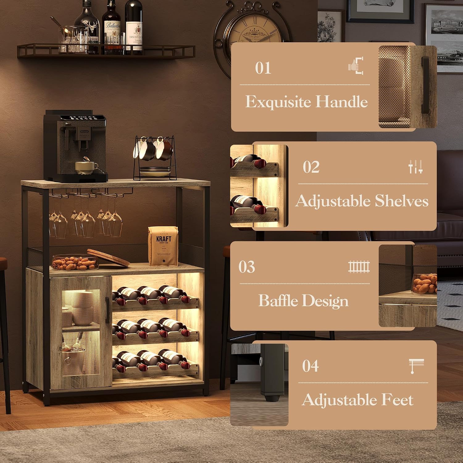 Mobile Bar a 3 Ripiani con Luc - Home Bar And Cabinet recensione e prezzo